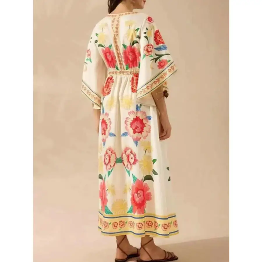 Palm V-Neck Midi Dress