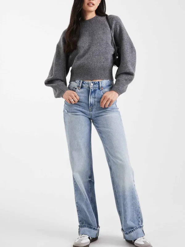 Raglan Sleeve Cropped Sweater