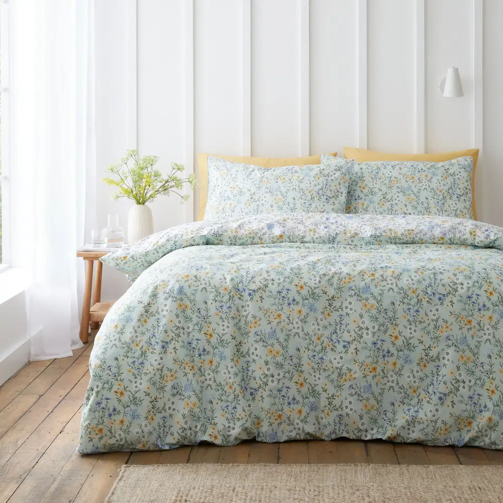 Calm Bedroom Woven Floral Cotton Duvet Cover Set