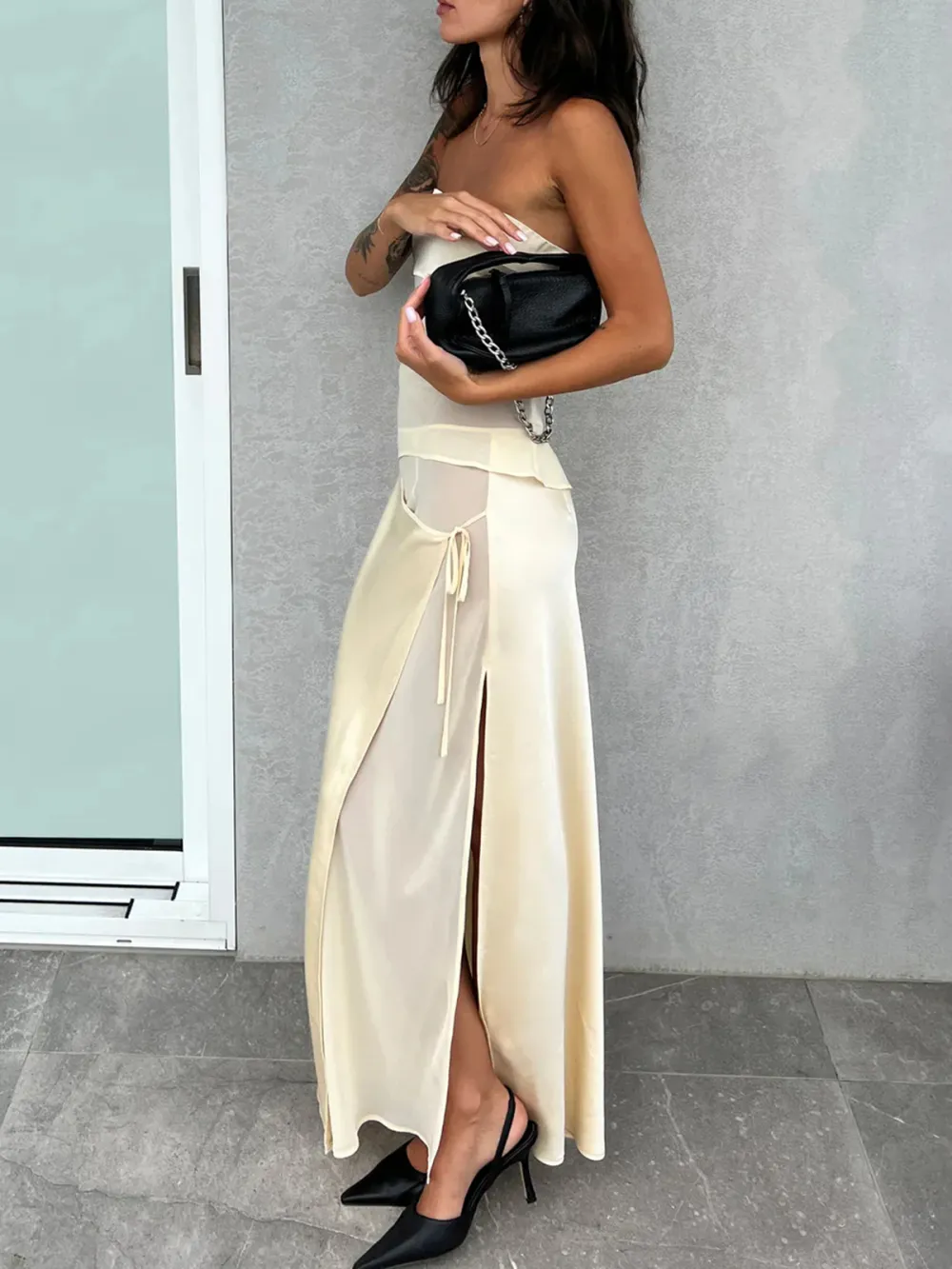 Casual Style Strapless Top Buttercream