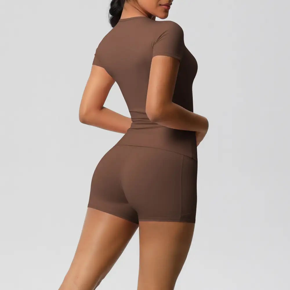 Brushed Short-Sleeve Top, Trousers and Shorts Active Set