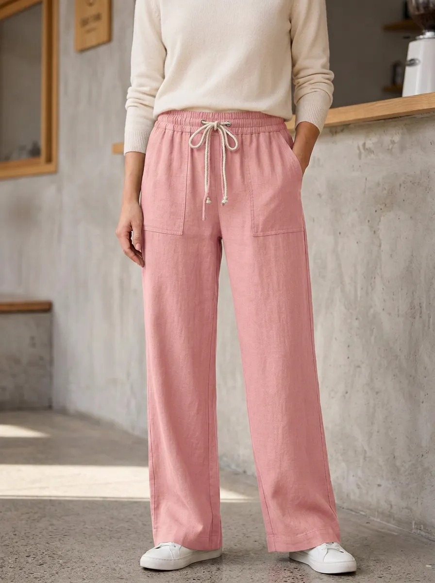 Women's Patterned Casual Adjustable Drawstring Waist Pants