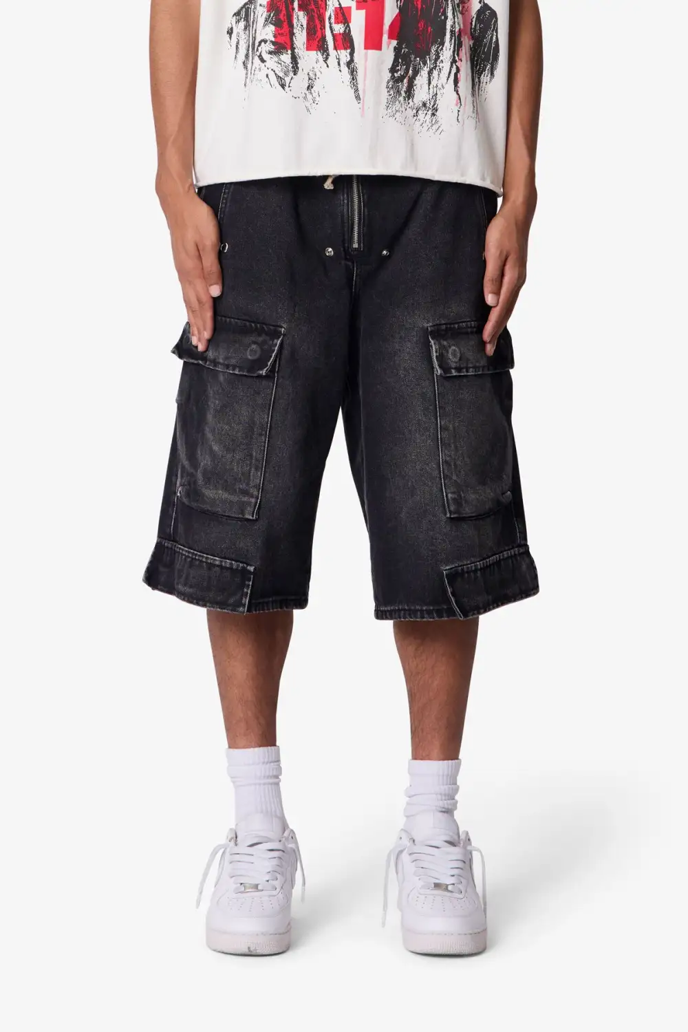 Utility Cargo Denim Shorts