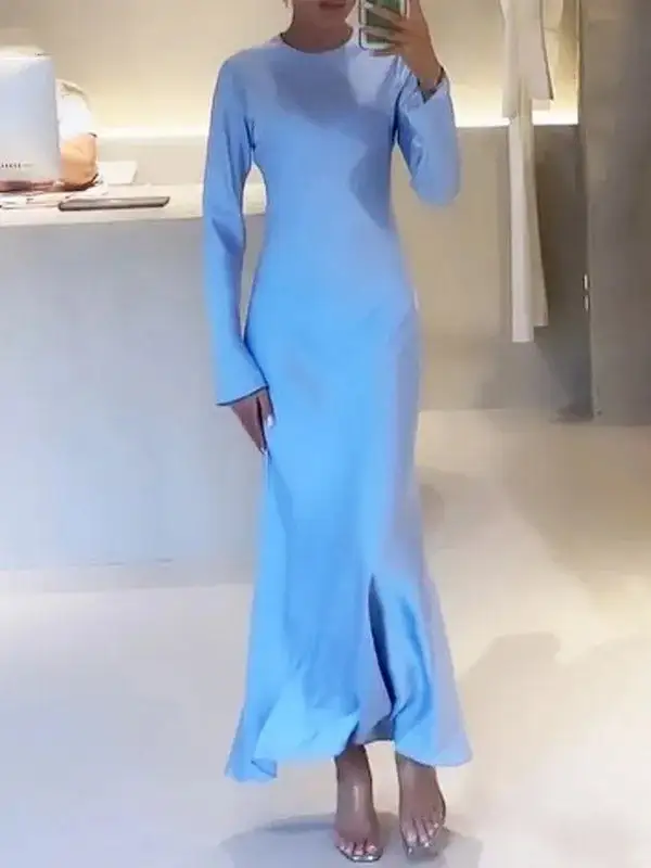 High Color Neck Maxi Dress