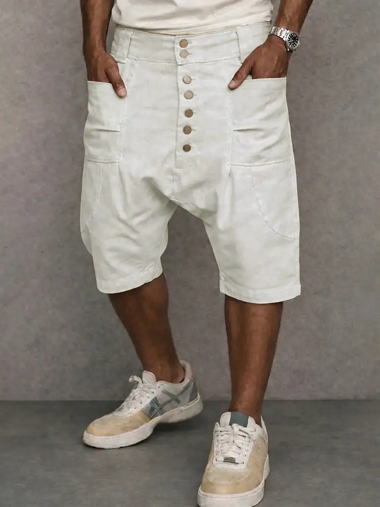 Men's Casual Cotton Drop Crotch Harem Shorts