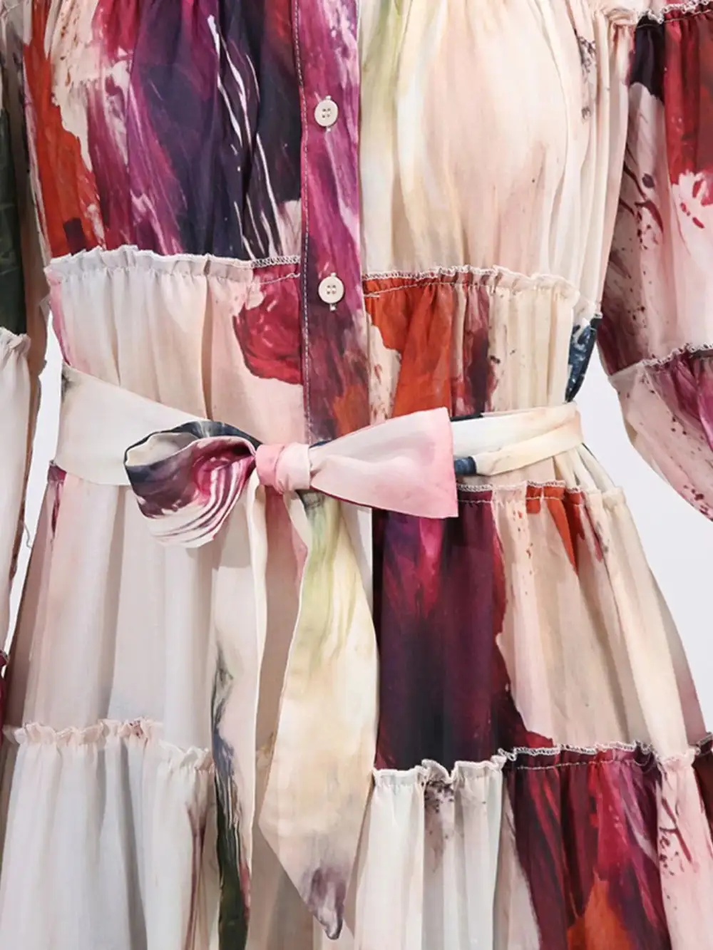 Tie Waist Tiered Maxi Dress