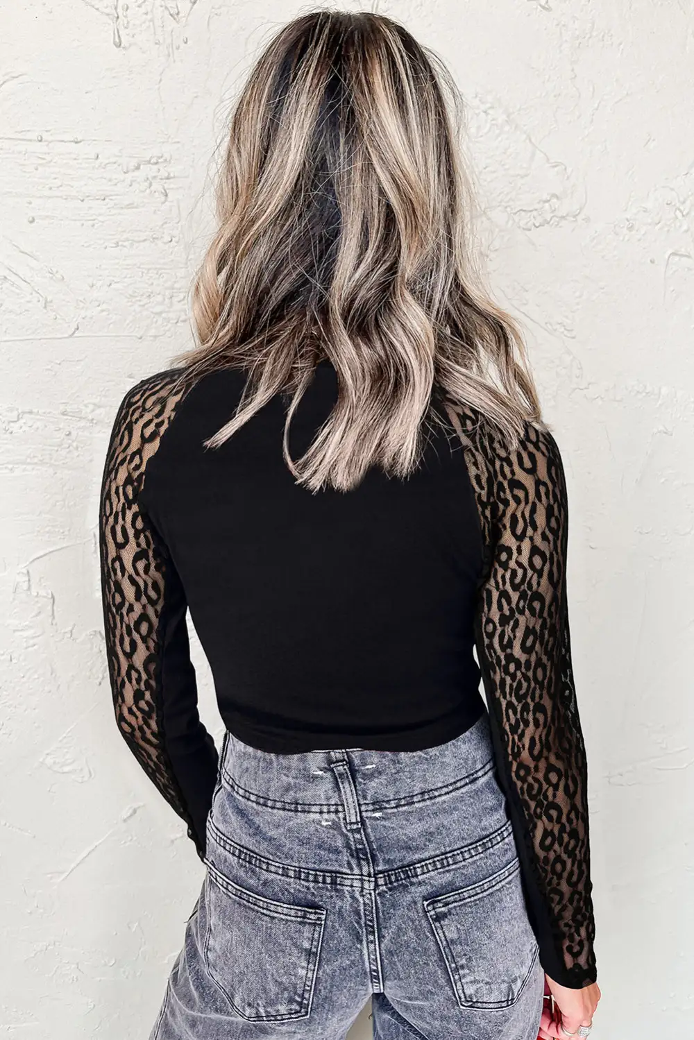 Leopard Print Mesh Knit Top