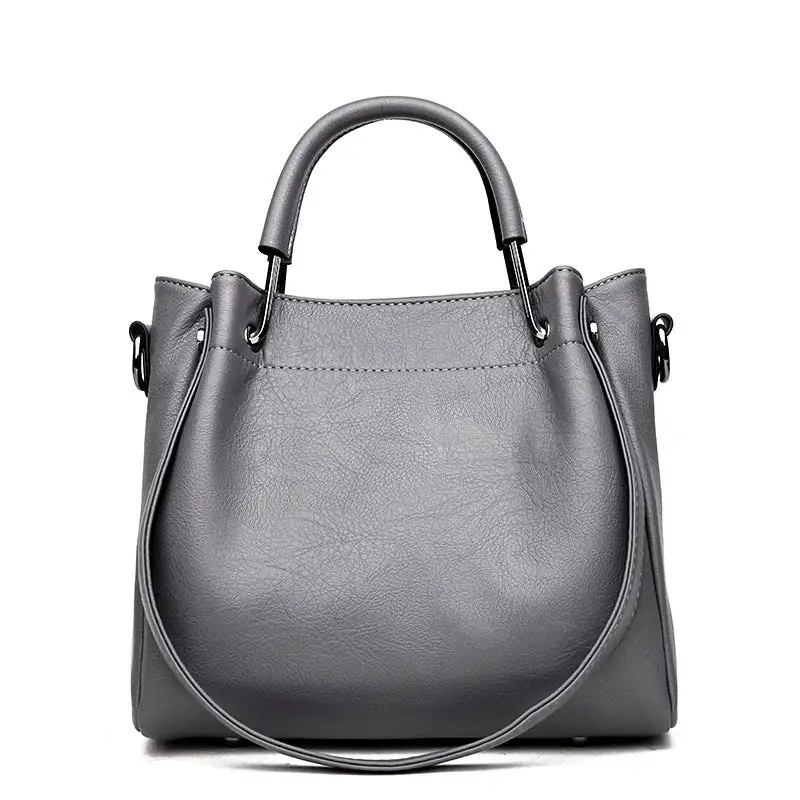 Retro Korean PU Leather Bucket Bag Minimalist Vintage 2025 Trend