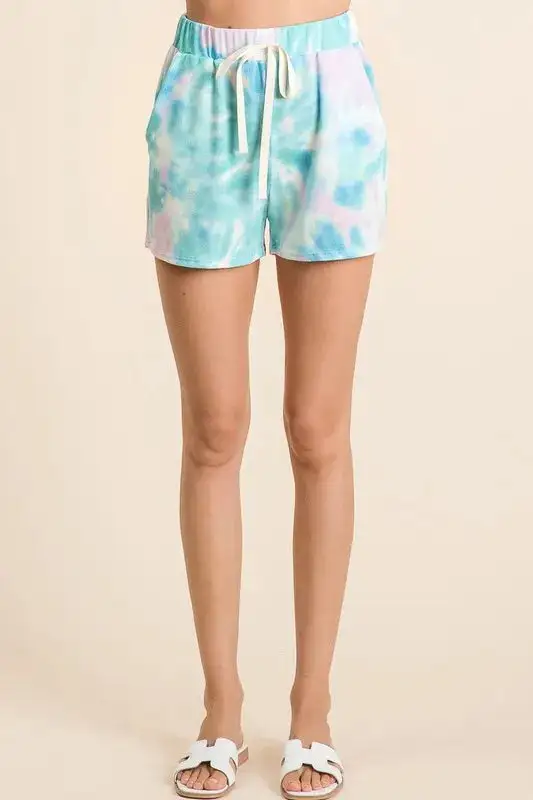 Tie Dye Print Casual Shorts with Twill