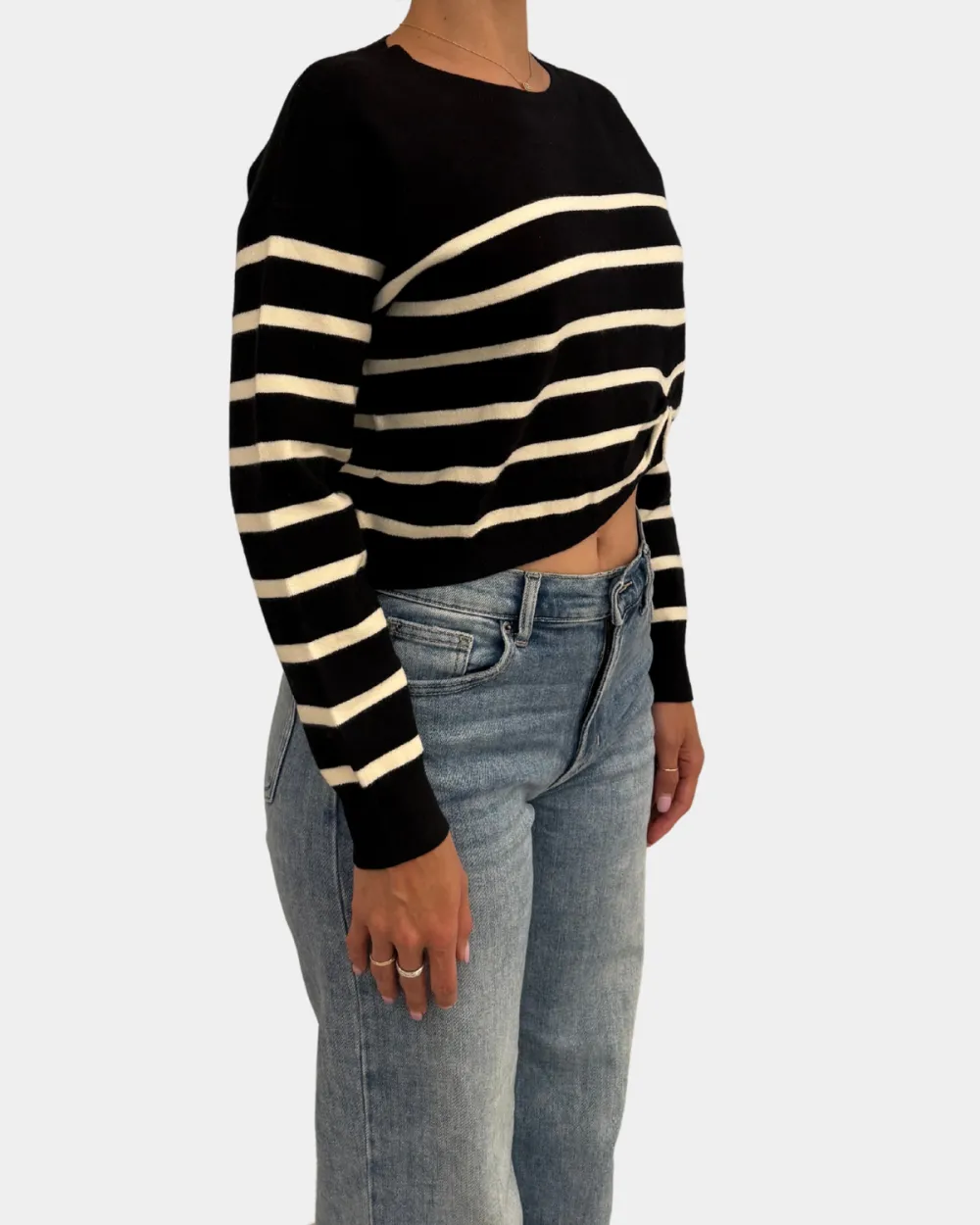 Front Knot Stripe Sweater