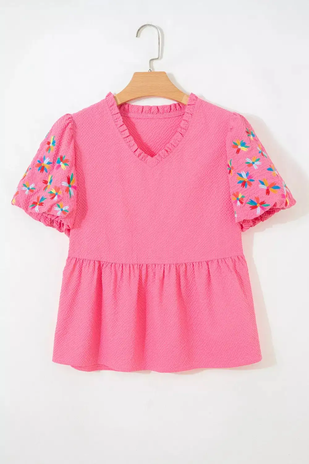 V-Neck Puff Sleeve Blouse