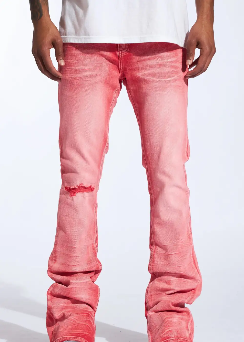 Flare Wash Stacked Denim Jeans