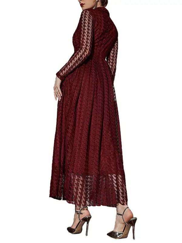 High Buttoned Long Neck Maxi Dress