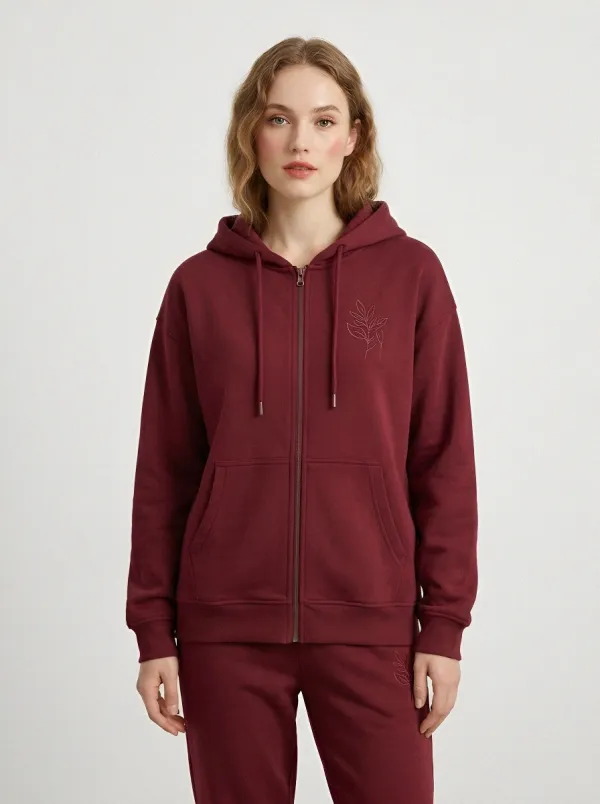Women's Sage Green Sporty Zip-Up Hoodie Jacket & Jogger Set
