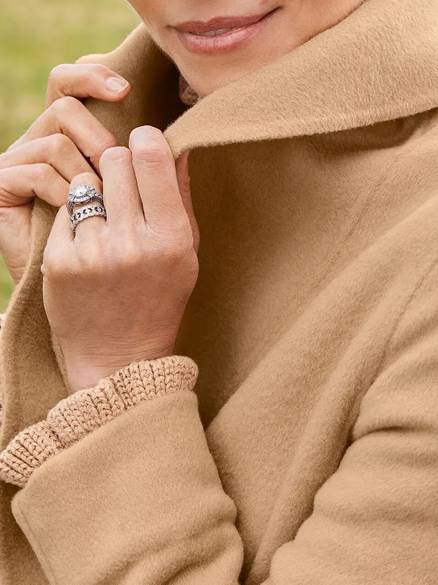 Women'S Double Sided Wool Blend Comfortable Shawl Collar Long Coat