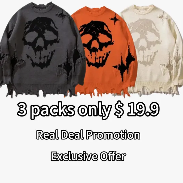 Men's Ripped Drop Shoulder Sweater, Loose Casual Street Soft Comfy Long Sleeve Round Neck Jumper for Fall