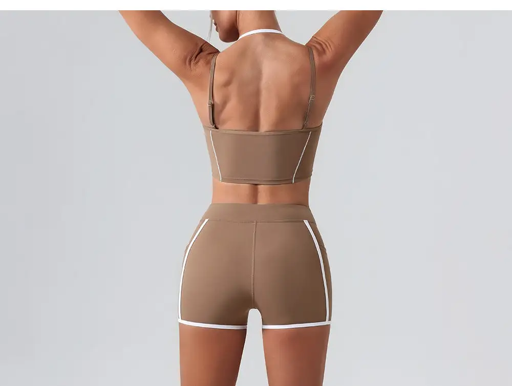Contrast-Trim Backless Top and Shorts Active Set