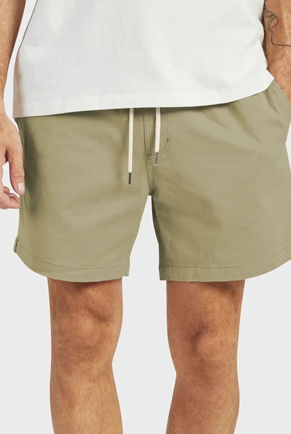 Khaki Cotton Drawstring Short