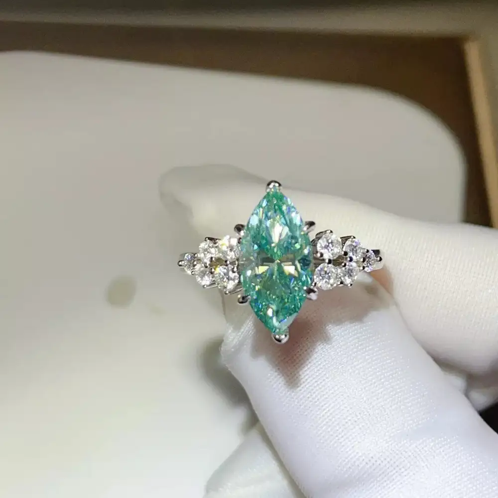 Crisp Sterling Silver Moissanite Ring
