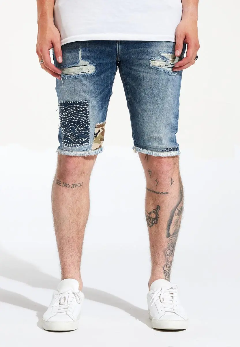 Patch Detail Raw Hem Jeans