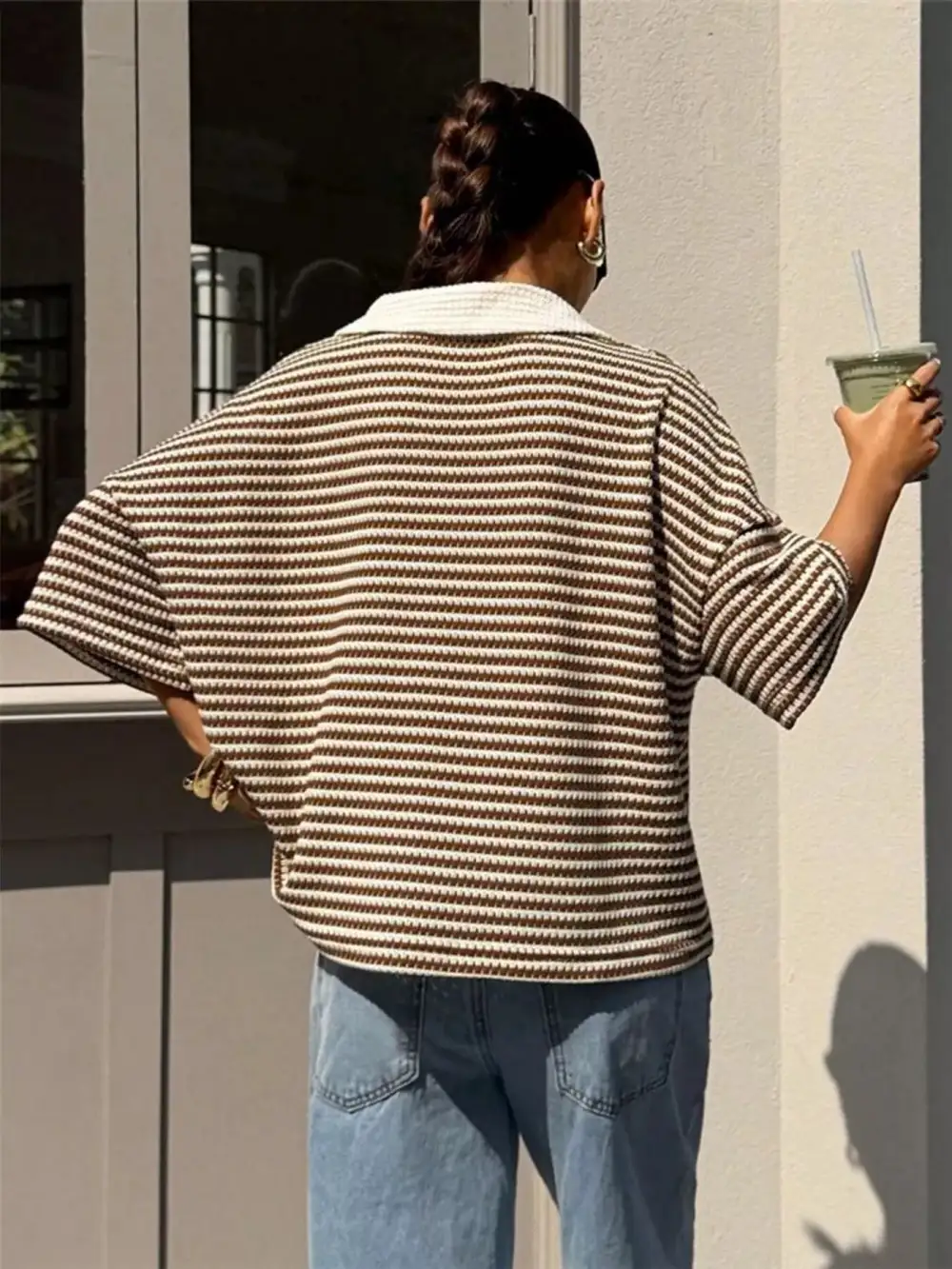 Striped Knit Polo Shirt