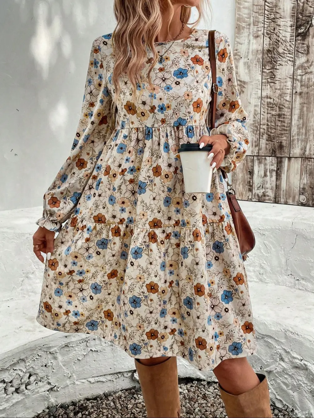 Polished Detail Floral Printed Tiered Dress