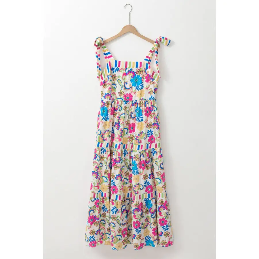 Tied Floral Sleeveless Maxi Dress
