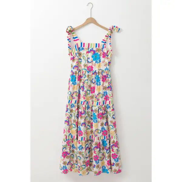 Tied Floral Sleeveless Maxi Dress