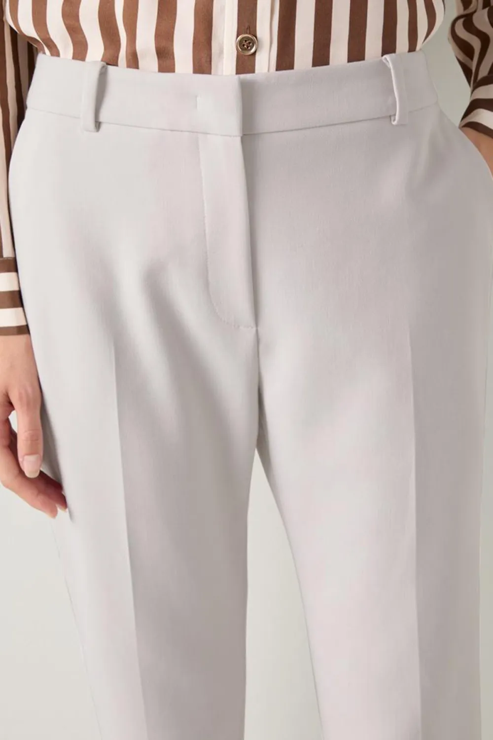 Light Grey Slim Fit Ankle Length Trousers