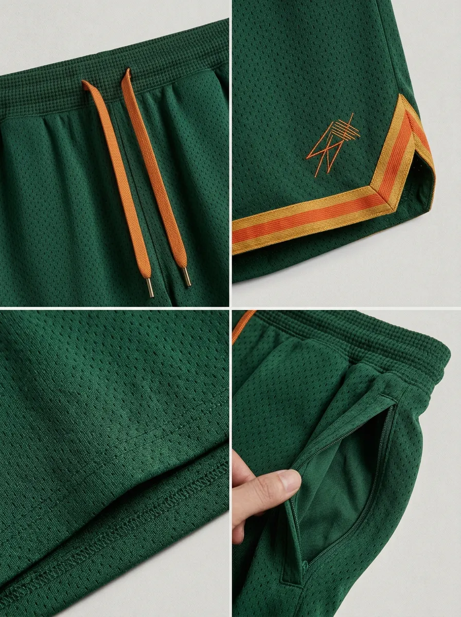 Versatile Striped Detail Embroidered Detail Finish Men's Basketball Shorts