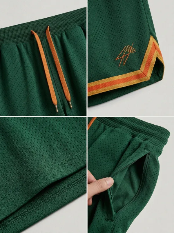 Versatile Striped Detail Embroidered Detail Finish Men's Basketball Shorts
