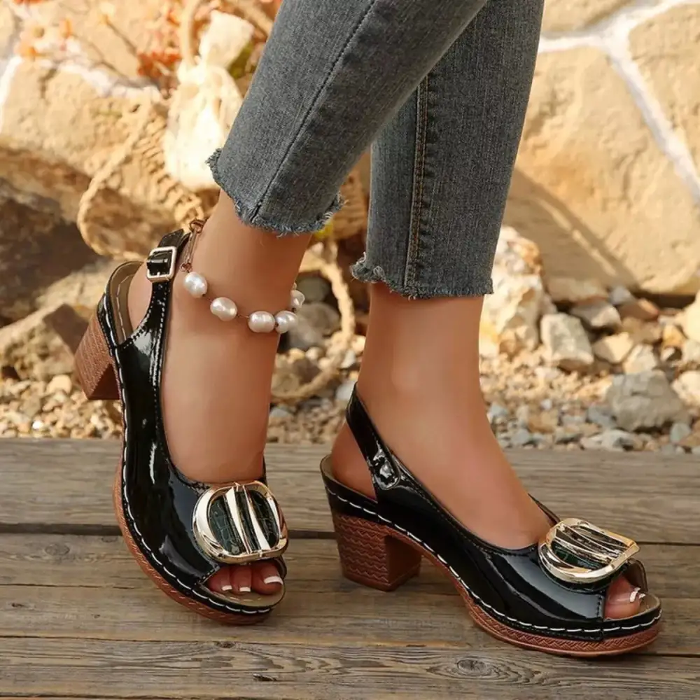 Modern Peep Toe Block Heel Sandals