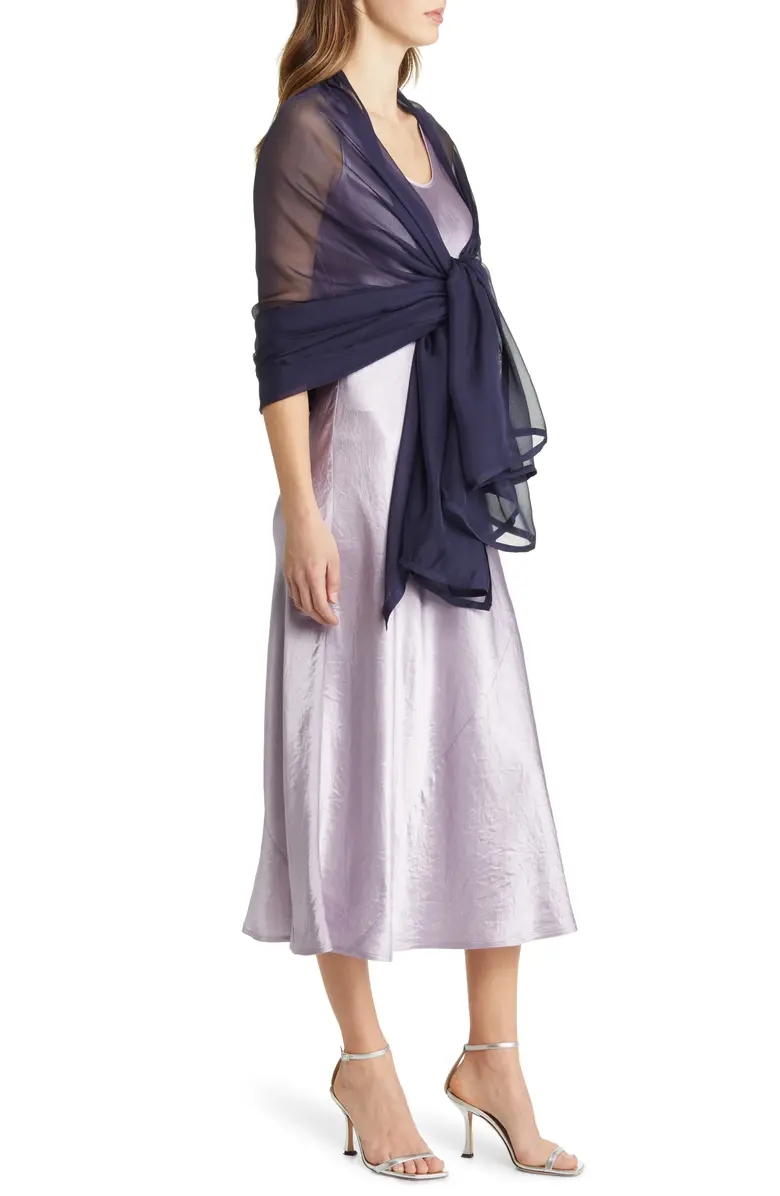 Satin Border Silk Chiffon Scarf