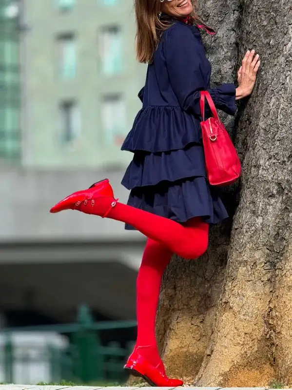 Flared Sleeve Long Sleeve Buttoned Elasticity Layered Solid Color V Neck
