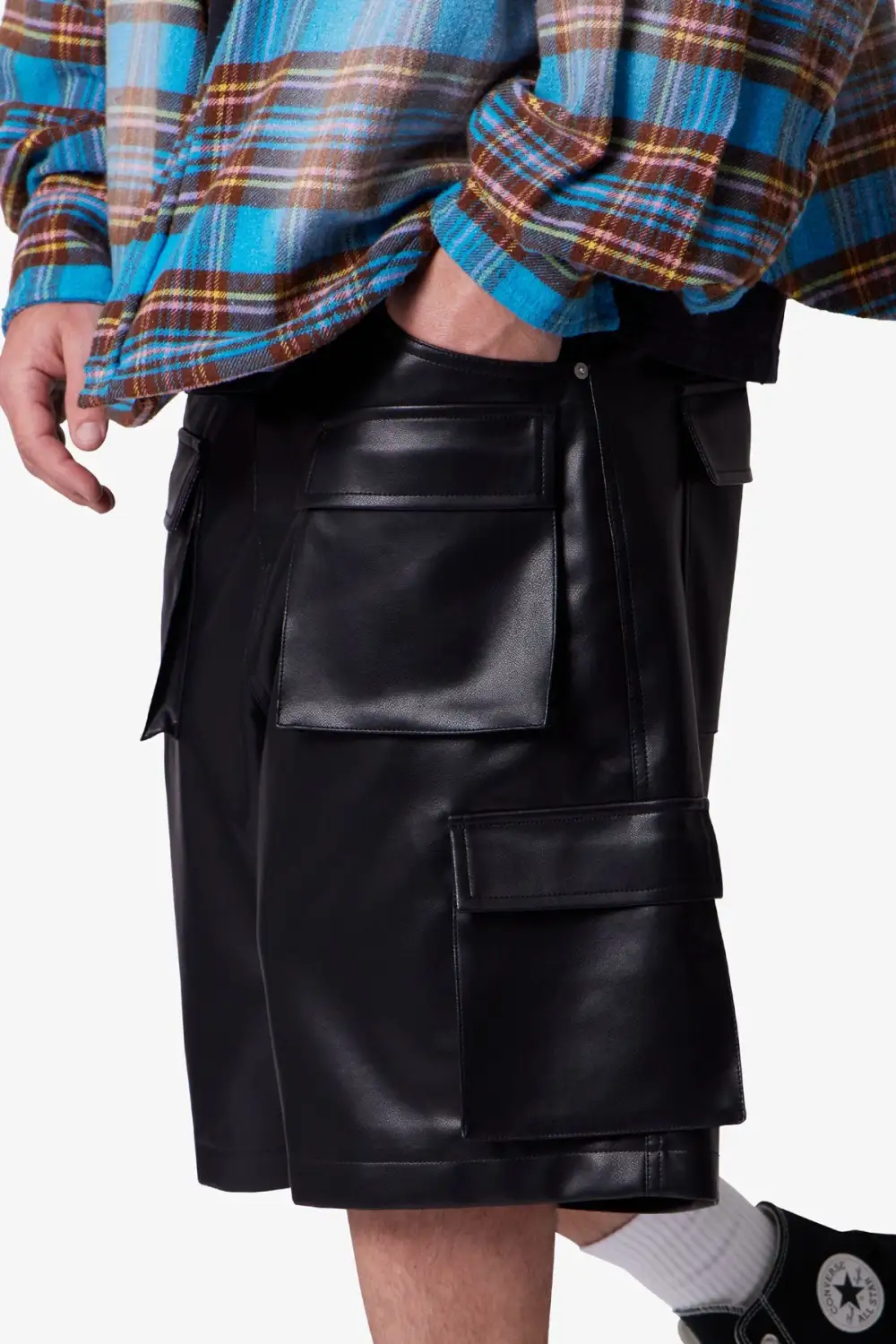 Baggy Leather Cargo Shorts