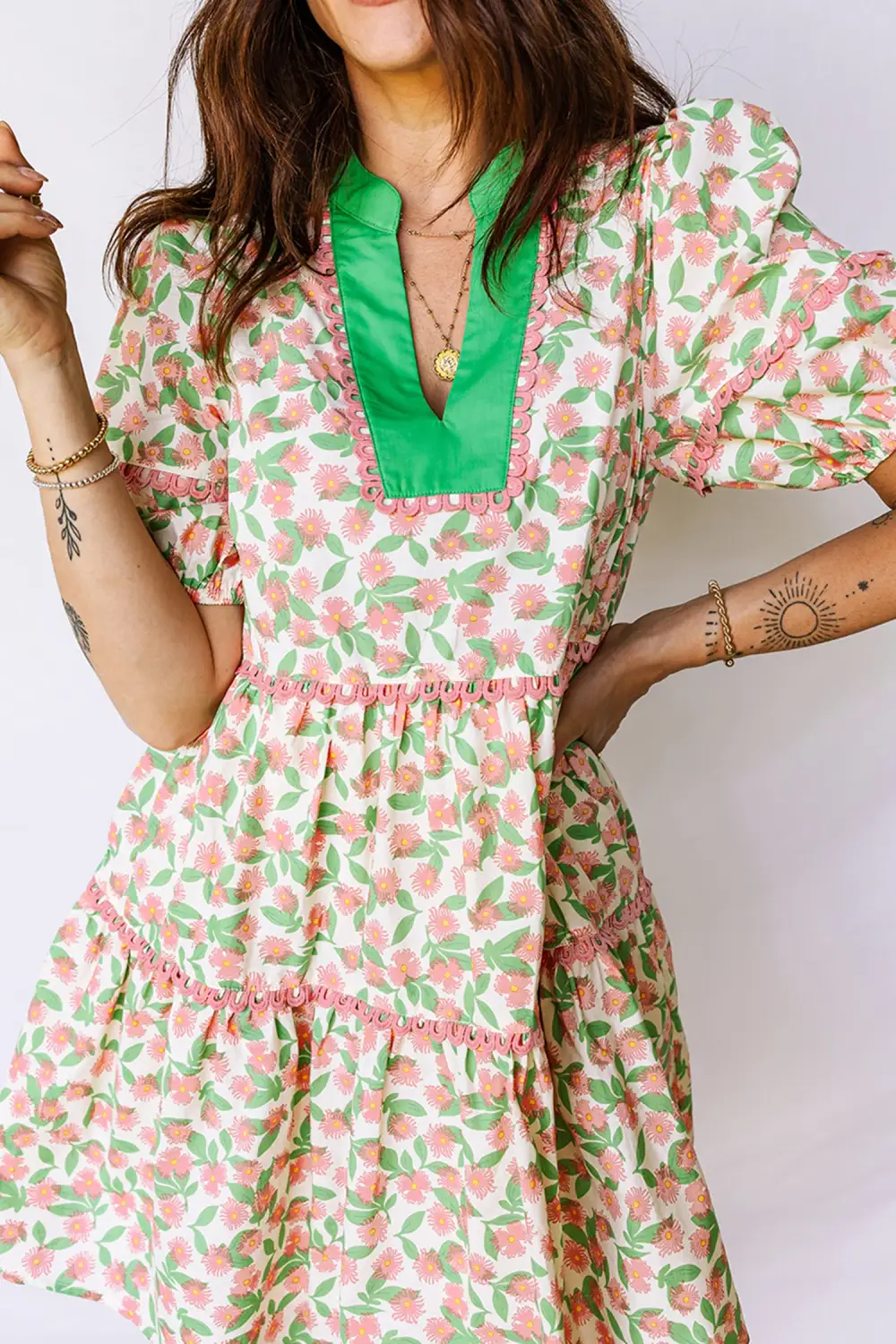 Finish Floral Puff Sleeve Dress