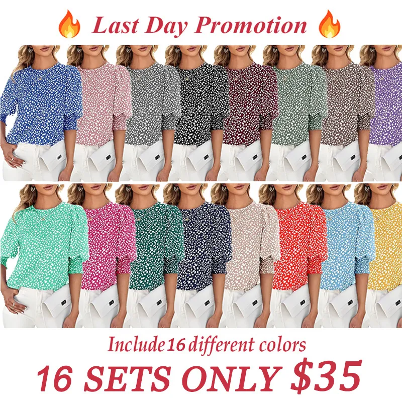 Women's Polka Dot 3/4 Sleeve Blouse