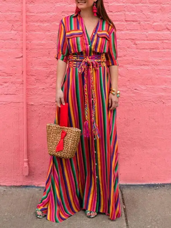 Sleeves Long Shirt Maxi Dress