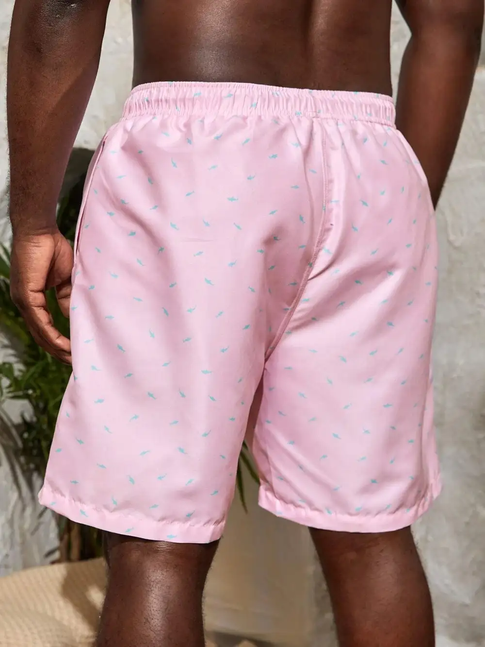 Men's Drawstring Allover Print Swim Trunks