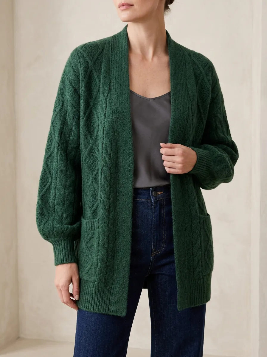 Ribbed Relaxed Knit Cardigan