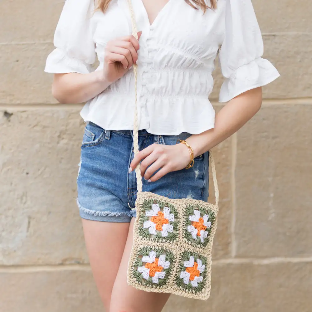 Crochet Straw Crossbody Bag