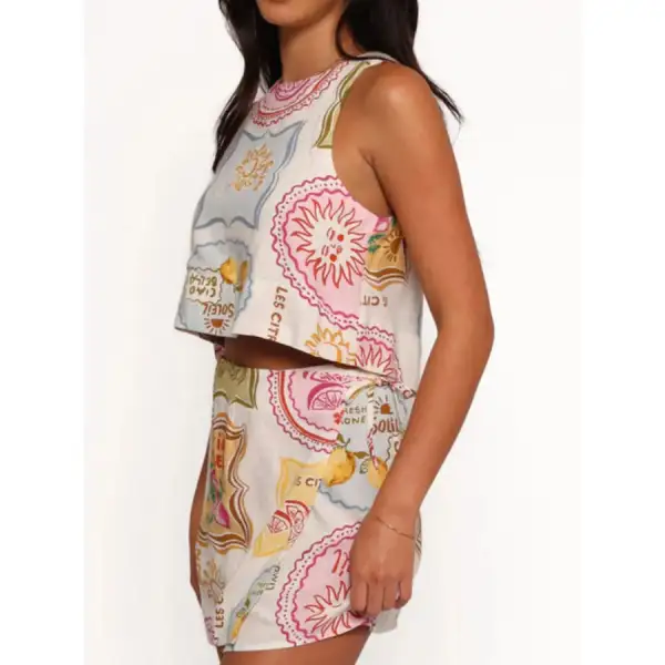 Printed Tank and Skort Two Piece Set