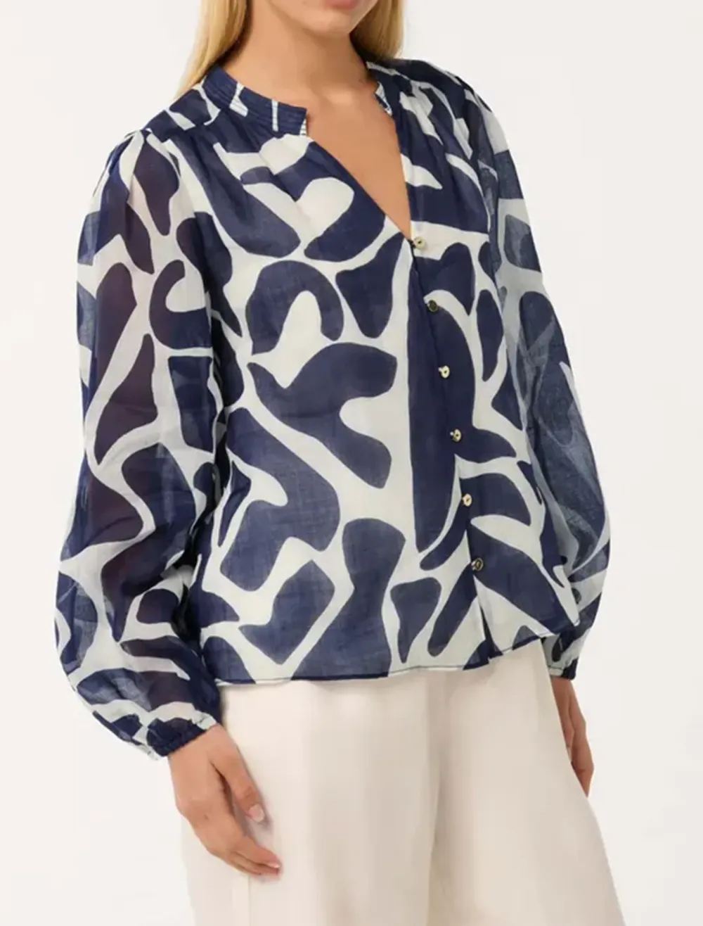 Long Sleeve Random Printing Blouse