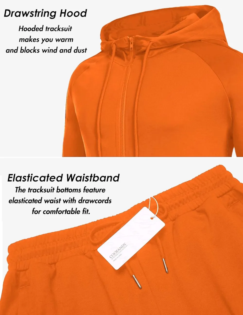 Mens with Zipper Pockets Full Zip Hoodie Sweatsuit