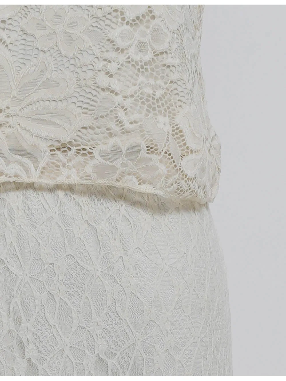 Lace Irregular Hem Elastic Waist Midi Skirt