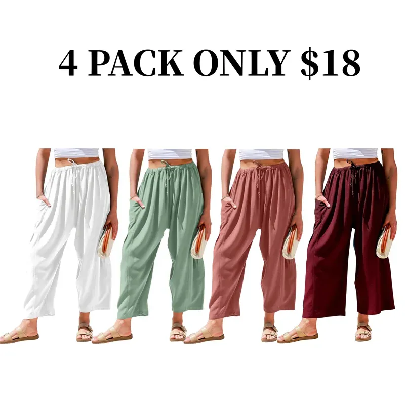 Women’s Linen Blend Wide Leg Pants