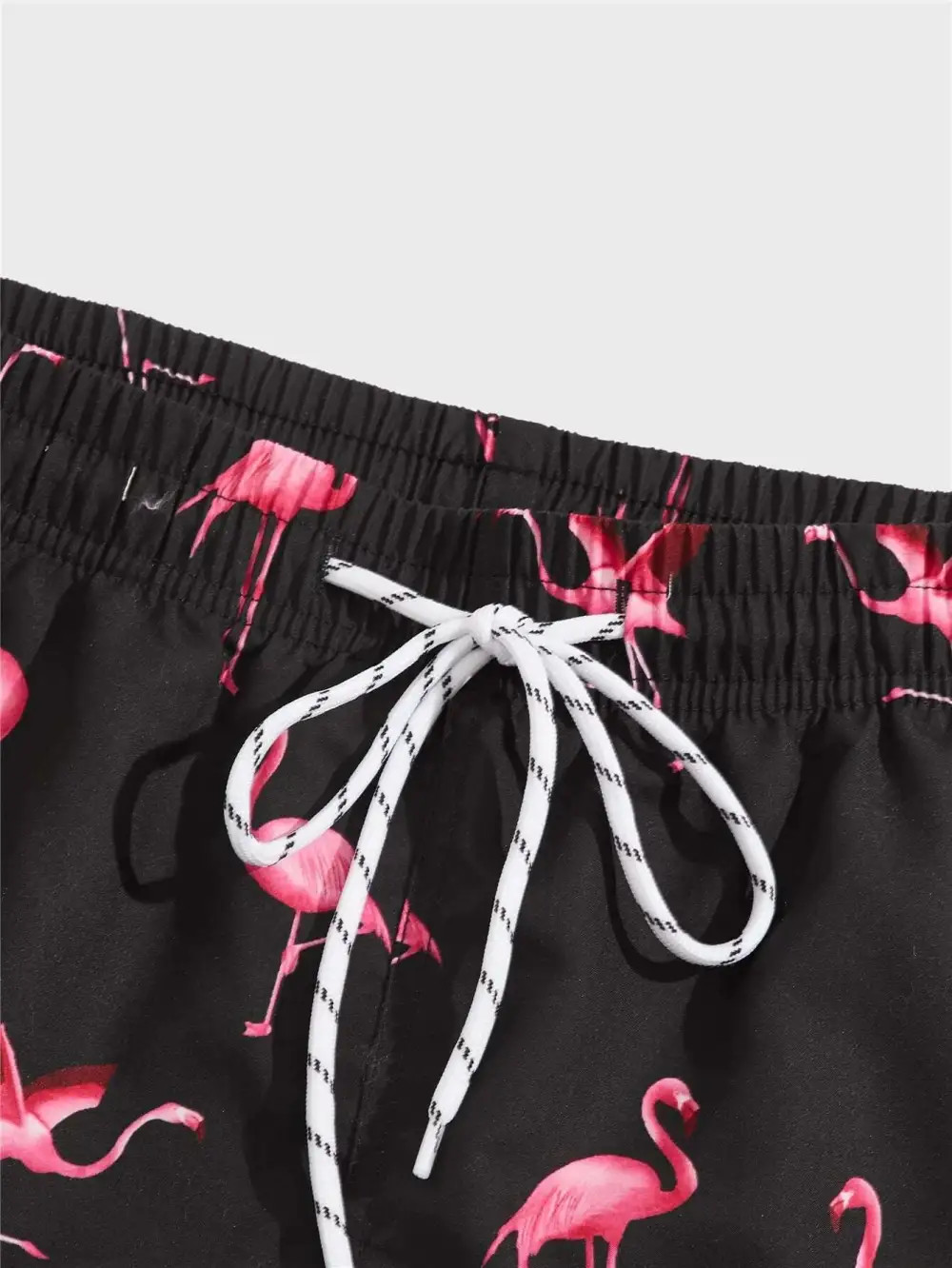 Men's Drawstring Flamingo Print Swim Trunks
