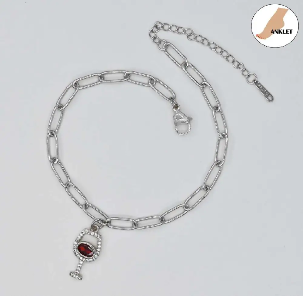 Refined Wine Glass Charm Anklet
