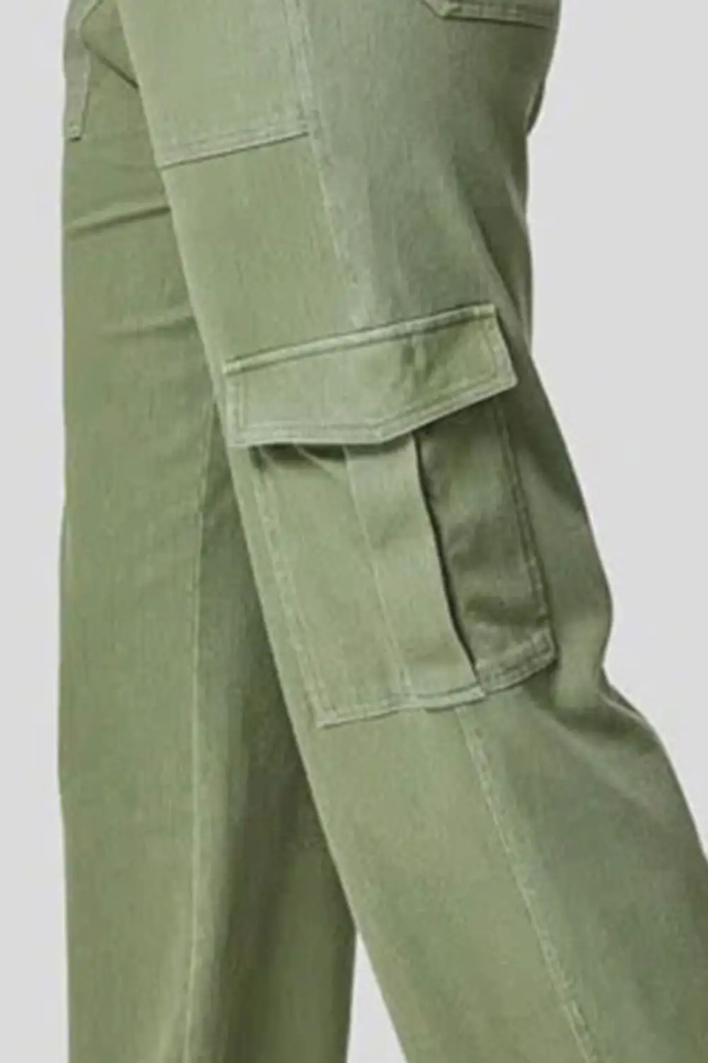 High Waist Straight Leg Cargo Denim Jeans
