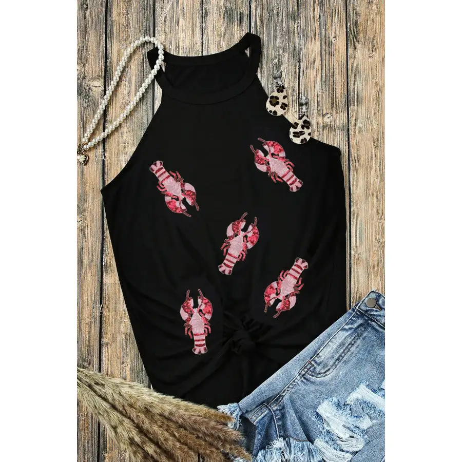 Sequin Lobster Round Neck Tank